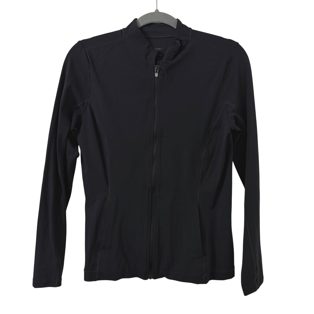 Nike Yoga Dri-FIT Women Black Full Zip Mock Neck Jacket Large DQ6001-010 Running